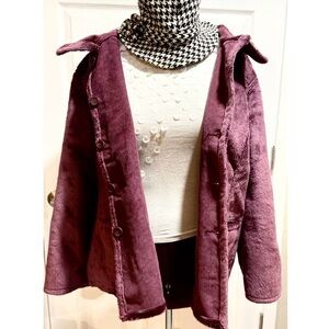 QVC Women’s Reversible Corduroy Fleece Jacket Button Down Boxy Fit